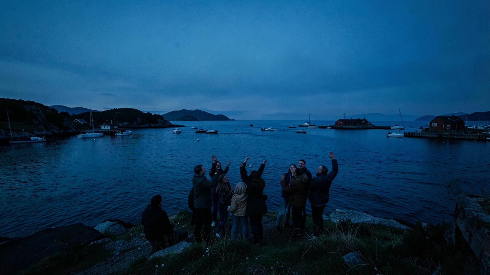 Celebration by the Swedish archipelago at blue hour